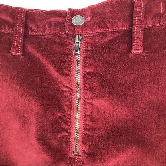 Madewell Deep Red Velvet Stretch Denim Straight Mini Skirt - Picture 2 of 15